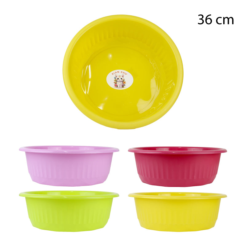 Fuente de plástico de varios colores, redonda y multifuncional.