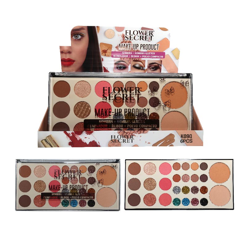 PALETA DE SOMBRA + GLITTER + ILUMINADOR + POLVO COMPACTO